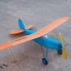 This model can be flown in Jimmie Allen or Two Bits.  It flew right off the building table, without alteration of the right and down thrust built in.  It maxed  on its first contest flight, but unfortunately didn't on the next two.  Six strands of 1/8 rubber.
-Submitted by Grant Carson