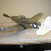 Tom Arnold's latest, a P-39 from the Midkiff short kit. Weight empty and balanced is 53grams, wing area is 95 sq. inches