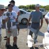 Pre event gaggle of WWII mass launch models. Left to right-#1 unidentified modeler, #2 is Bob Hodes of Vegas Vultures, #3 is Mike Midkiff of Dallas, # 4 is Gene Drake standing by as mechanic for Roger Willis's Fairey Barracuda in the foreground.